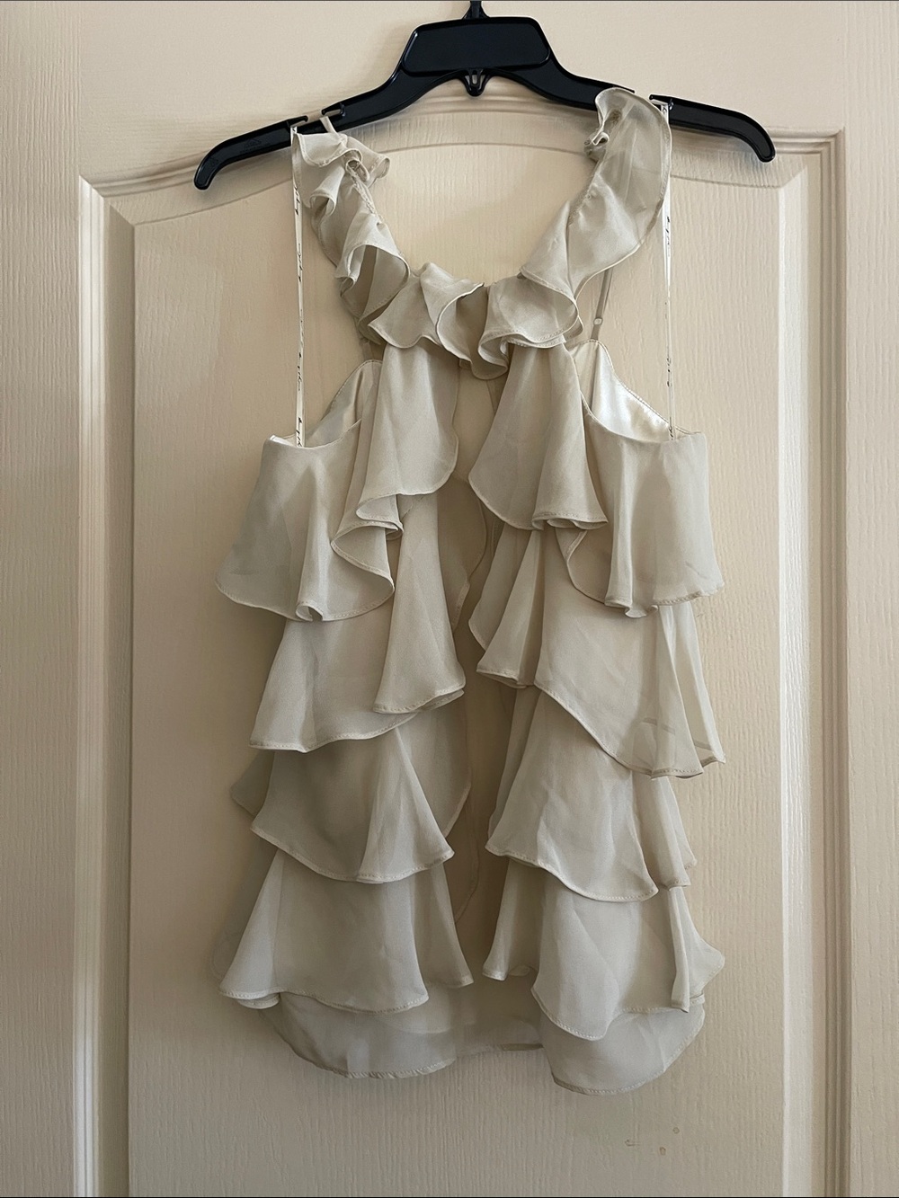 🔥 Ivory Ruffle Tiered Chiffon Halter Top